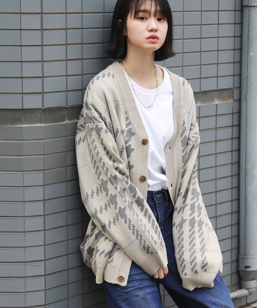 MSG（エムエスジー）の「ジャガードグレンチェックカーディガン（カーディガン/ボレロ・メンズ・ベージュ/ブルー/杢グレー・L/M）」の22枚目の写真