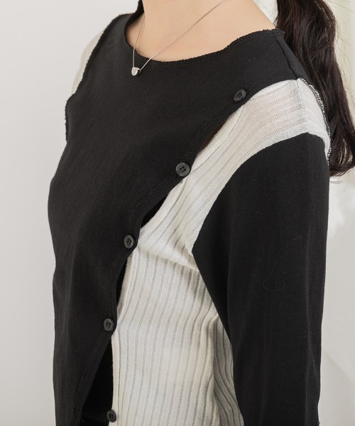 Jeudi(ジュディ)の「2トーンカラーデザイントップス(Tシャツ/カットソー・レディース・ブラック/アイボリー・FREE)」の20枚目の写真