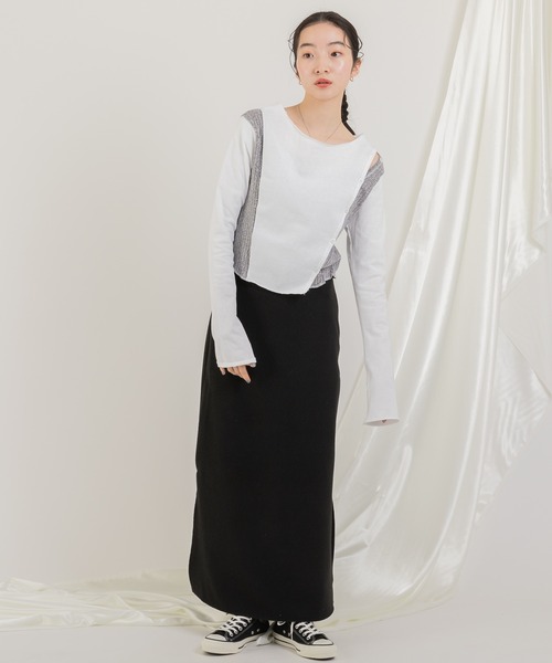 Jeudi(ジュディ)の「2トーンカラーデザイントップス(Tシャツ/カットソー・レディース・ブラック/アイボリー・FREE)」の22枚目の写真