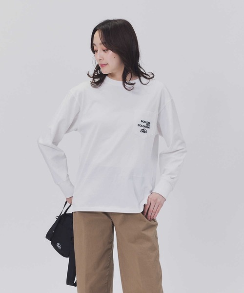 CAMP7(キャンプセブン)の「【CAMP7】ポケットロゴロンT(Tシャツ/カットソー・レディース・ホワイト/ブラック・M/L)」の2枚目の写真