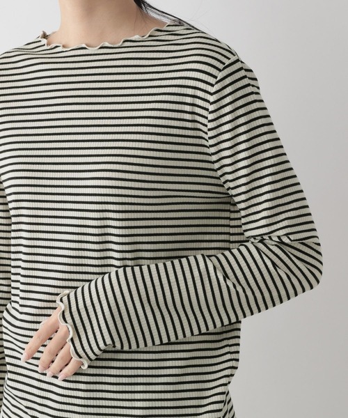 LOWRYS FARM(ローリーズファーム)の「ボーダーテレコロングスリーブ 191366(Tシャツ/カットソー・レディース・ホワイト/オレンジ/ブルー/ブラック/ブラウン/グリーン・FREE)」の12枚目の写真