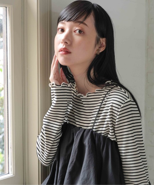 LOWRYS FARM(ローリーズファーム)の「ボーダーテレコロングスリーブ 191366(Tシャツ/カットソー・レディース・ホワイト/オレンジ/ブルー/ブラック/ブラウン/グリーン・FREE)」の20枚目の写真