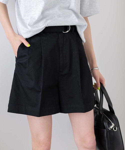 WEGO（ウィゴー）の「WEGO/ベルト付タックショートパンツ（その他パンツ・レディース・ホワイト/ベージュ/ブラック・FREE）」の9枚目の写真