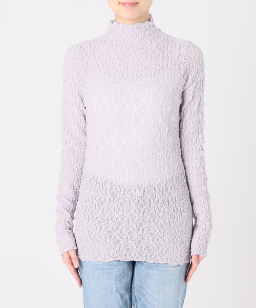 IENA - IENA LA BOUCLE ドットチュールタートル　ブラック美品 IENA LA BOUCLE ドットチュールタートルネックプルオーバー