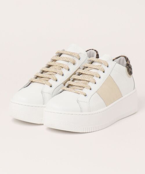 inter-chaussures(インターショシュール)の「【PLAY ONE】異素材コンビ厚底スニーカー(E35018)(スニーカー・レディース・ホワイト/ブラック・38/37/36)」の7枚目の写真