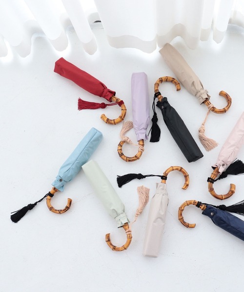 折りたたみ日傘完全遮光100％晴雨兼用竹ハンドル