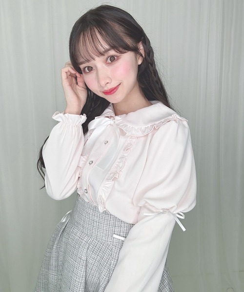 Honey Cinnamon - ハニーシナモン ブラウス 白 長袖 長袖トップス ハニーシナモン ブラウス 白 長袖 長袖トップス