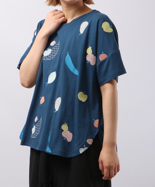 tシャツ EMAGO フルーツバスケット刺繍半袖Tシャツ レディース EMAGO フルーツバスケット刺繍半袖Tシャツ（Tシャツ/カットソー