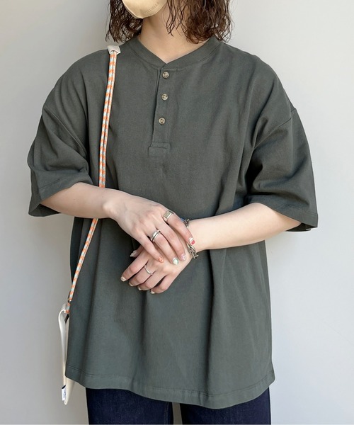 CPCM(シーピーシーエム)の「ヘビーウェイトヘンリーネックT(Tシャツ/カットソー・メンズ・ブラック/オフホワイト/グリーン・MEDIUM/LARGE)」の3枚目の写真