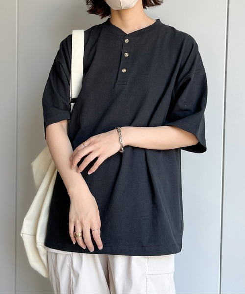 CPCM(シーピーシーエム)の「ヘビーウェイトヘンリーネックT(Tシャツ/カットソー・メンズ・ブラック/オフホワイト/グリーン・MEDIUM/LARGE)」の4枚目の写真