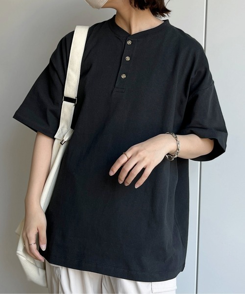 CPCM(シーピーシーエム)の「ヘビーウェイトヘンリーネックT(Tシャツ/カットソー・メンズ・ブラック/オフホワイト/グリーン・MEDIUM/LARGE)」の5枚目の写真