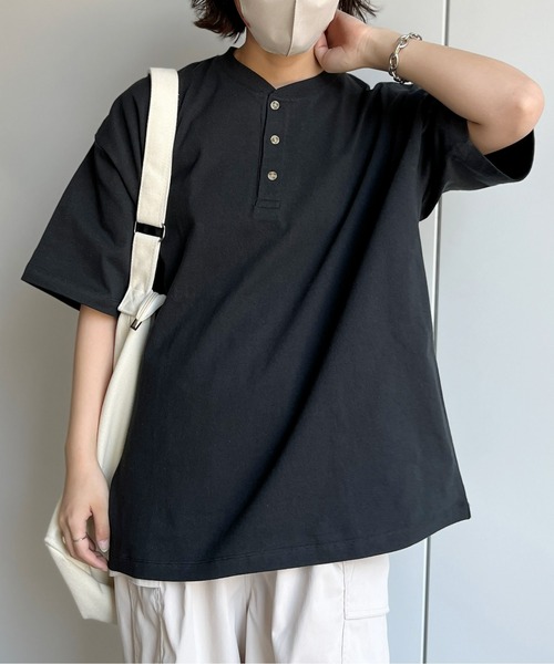 CPCM(シーピーシーエム)の「ヘビーウェイトヘンリーネックT(Tシャツ/カットソー・メンズ・ブラック/オフホワイト/グリーン・MEDIUM/LARGE)」の6枚目の写真