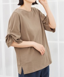 綿100%袖タックTシャツ