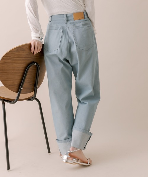 mline（エムライン）の「[mline]ロールアップステッチデニム（デニムパンツ・レディース・ブラック/ベージュ/ブルー・1/2）」の3枚目の写真