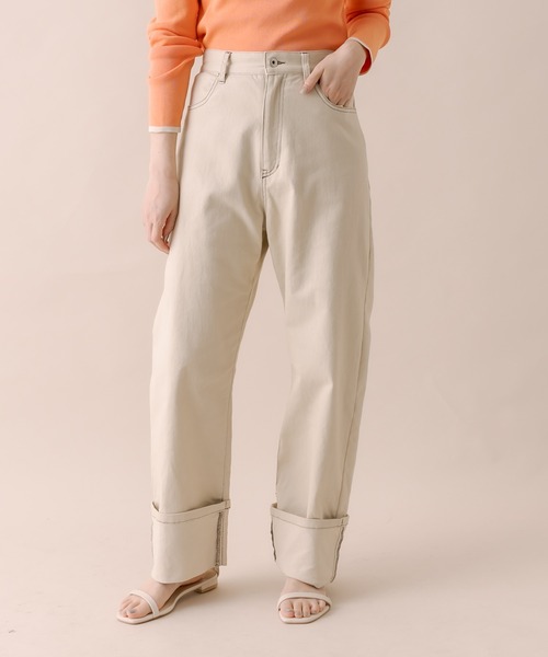 mline（エムライン）の「[mline]ロールアップステッチデニム（デニムパンツ・レディース・ブラック/ベージュ/ブルー・1/2）」の12枚目の写真