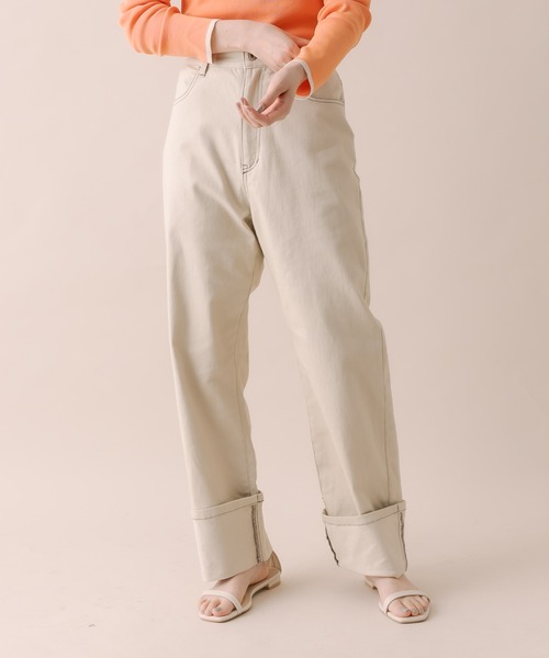 mline（エムライン）の「[mline]ロールアップステッチデニム（デニムパンツ・レディース・ブラック/ベージュ/ブルー・1/2）」の13枚目の写真