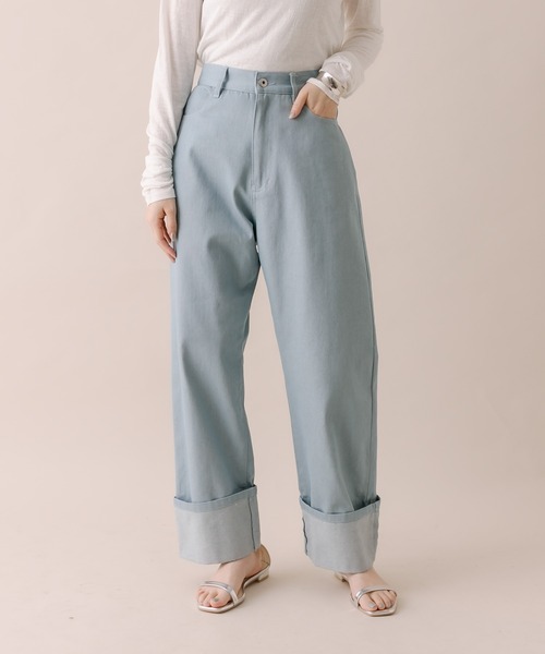 mline（エムライン）の「[mline]ロールアップステッチデニム（デニムパンツ・レディース・ブラック/ベージュ/ブルー・1/2）」の10枚目の写真