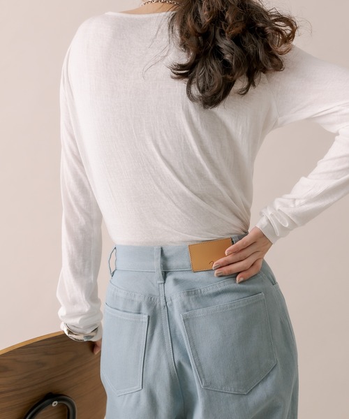 mline（エムライン）の「[mline]ロールアップステッチデニム（デニムパンツ・レディース・ブラック/ベージュ/ブルー・1/2）」の5枚目の写真