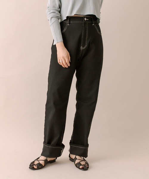 mline（エムライン）の「[mline]ロールアップステッチデニム（デニムパンツ・レディース・ブラック/ベージュ/ブルー・1/2）」の19枚目の写真