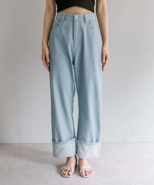 mline（エムライン）の「[mline]ロールアップステッチデニム（デニムパンツ・レディース・ブラック/ベージュ/ブルー・1/2）」の21枚目の写真