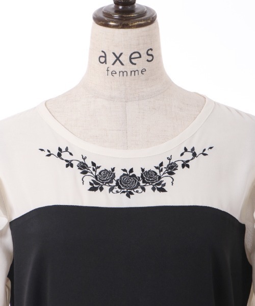 axes femme（アクシーズファム）の「ローズ刺繍ドッキングワンピース（ワンピース・レディース・ネイビー/ブラック/ラベンダー・FREE）」の9枚目の写真