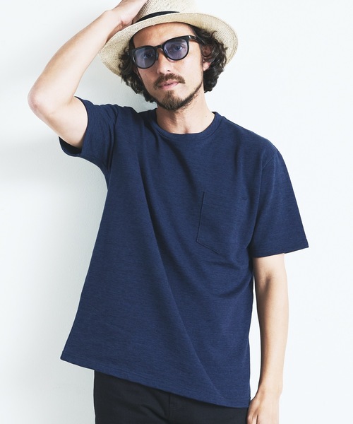 Magine（マージン）の「ORGANIC CTN URAKE  C/N PKT TEE S/S:オーガニック コットン スウェット 半袖 クルーネック ポケット TEE 23SS（Tシャツ/カットソー・メンズ・ブラック/ホワイト/オリーブ/ネイビー/グレー・44/46/48）」の5枚目の写真