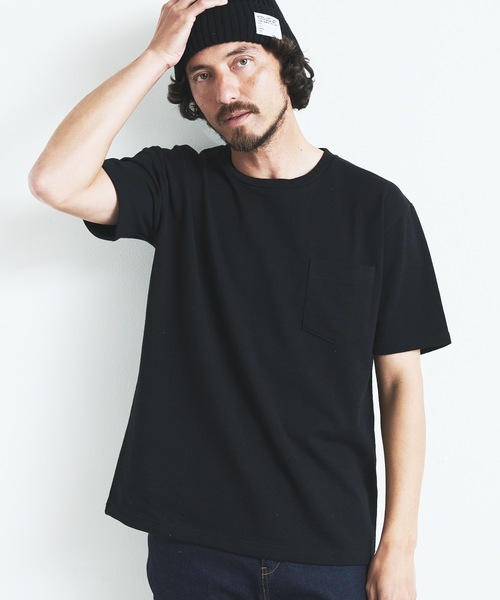 Magine（マージン）の「ORGANIC CTN URAKE  C/N PKT TEE S/S:オーガニック コットン スウェット 半袖 クルーネック ポケット TEE 23SS（Tシャツ/カットソー・メンズ・ブラック/ホワイト/オリーブ/ネイビー/グレー・44/46/48）」の3枚目の写真