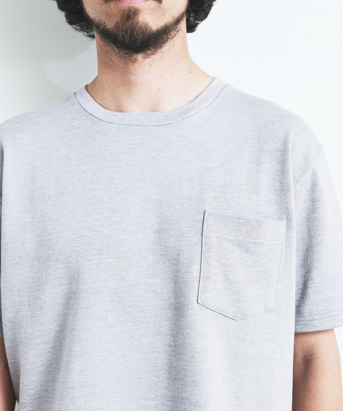 Magine（マージン）の「ORGANIC CTN URAKE  C/N PKT TEE S/S:オーガニック コットン スウェット 半袖 クルーネック ポケット TEE 23SS（Tシャツ/カットソー・メンズ・ブラック/ホワイト/オリーブ/ネイビー/グレー・44/46/48）」の7枚目の写真