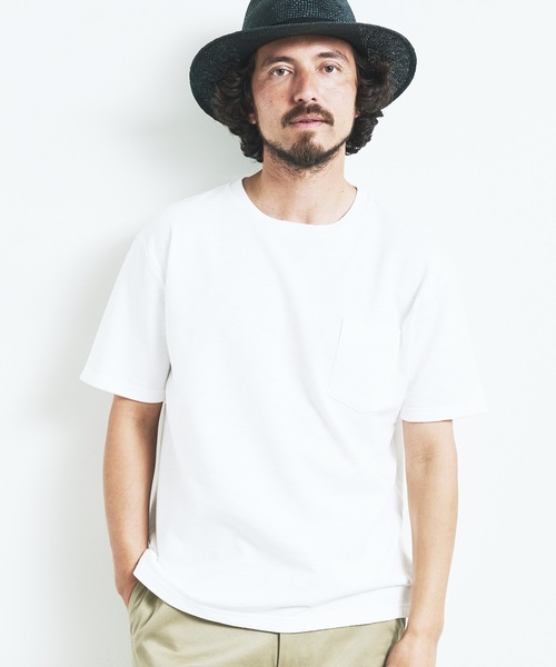 Magine（マージン）の「ORGANIC CTN URAKE  C/N PKT TEE S/S:オーガニック コットン スウェット 半袖 クルーネック ポケット TEE 23SS（Tシャツ/カットソー・メンズ・ブラック/ホワイト/オリーブ/ネイビー/グレー・44/46/48）」の9枚目の写真
