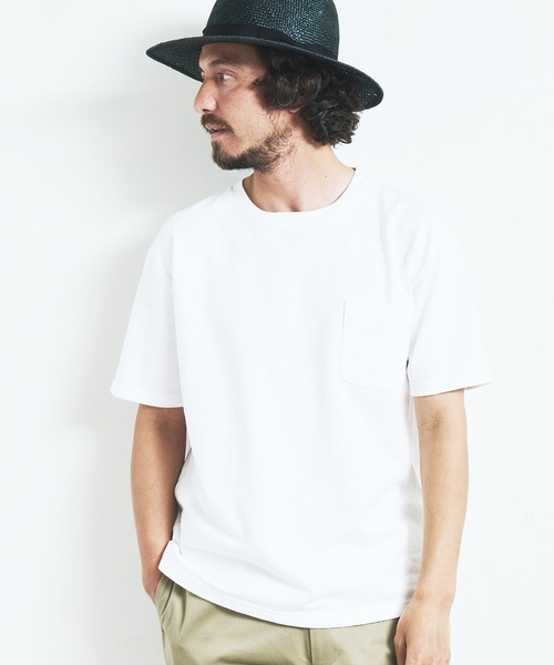 Magine（マージン）の「ORGANIC CTN URAKE  C/N PKT TEE S/S:オーガニック コットン スウェット 半袖 クルーネック ポケット TEE 23SS（Tシャツ/カットソー・メンズ・ブラック/ホワイト/オリーブ/ネイビー/グレー・44/46/48）」の11枚目の写真