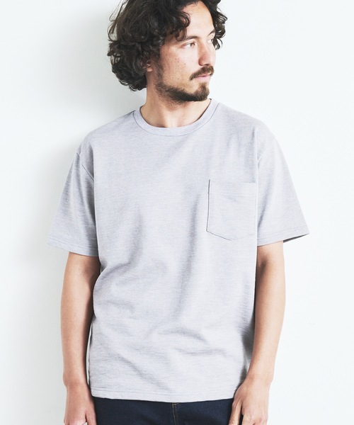 Magine（マージン）の「ORGANIC CTN URAKE  C/N PKT TEE S/S:オーガニック コットン スウェット 半袖 クルーネック ポケット TEE 23SS（Tシャツ/カットソー・メンズ・ブラック/ホワイト/オリーブ/ネイビー/グレー・44/46/48）」の16枚目の写真
