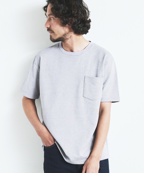 Magine（マージン）の「ORGANIC CTN URAKE  C/N PKT TEE S/S:オーガニック コットン スウェット 半袖 クルーネック ポケット TEE 23SS（Tシャツ/カットソー・メンズ・ブラック/ホワイト/オリーブ/ネイビー/グレー・44/46/48）」の17枚目の写真