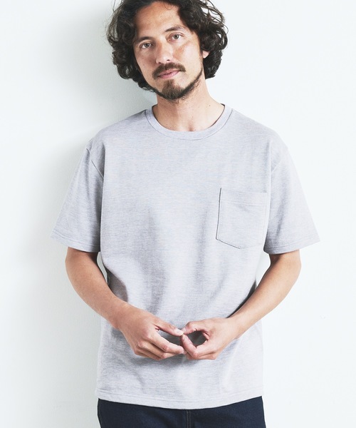 Magine（マージン）の「ORGANIC CTN URAKE  C/N PKT TEE S/S:オーガニック コットン スウェット 半袖 クルーネック ポケット TEE 23SS（Tシャツ/カットソー・メンズ・ブラック/ホワイト/オリーブ/ネイビー/グレー・44/46/48）」の19枚目の写真