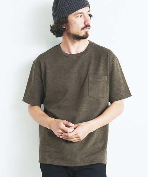 Magine（マージン）の「ORGANIC CTN URAKE  C/N PKT TEE S/S:オーガニック コットン スウェット 半袖 クルーネック ポケット TEE 23SS（Tシャツ/カットソー・メンズ・ブラック/ホワイト/オリーブ/ネイビー/グレー・44/46/48）」の22枚目の写真