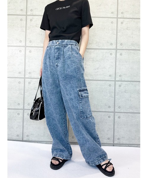 CECIL McBEE（セシルマクビー）の「２WAYカーゴパンツ（カーゴパンツ・レディース・ネイビー/サックスブルー・LARGE/MEDIUM）」の2枚目の写真