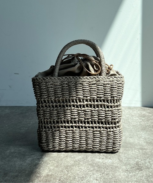Chez toi（シェトワ）の「雑材ライン編みショルダー（かごバッグ・レディース・ベージュ/ライトベージュ/グレイッシュベージュ・FREE）」の7枚目の写真