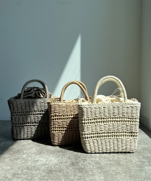 Chez toi（シェトワ）の「雑材ライン編みショルダー（かごバッグ・レディース・ベージュ/ライトベージュ/グレイッシュベージュ・FREE）」の11枚目の写真