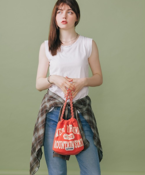 OUTDOOR PRODUCTS(アウトドアプロダクツ)の「OUTDOOR PRODUCTS/アウトドアプロダクツ Remake Drawstring Bag バッグ 巾着バッグ(ハンドバッグ・レディース・グレー/オレンジ/ブラック・FREE)」の15枚目の写真