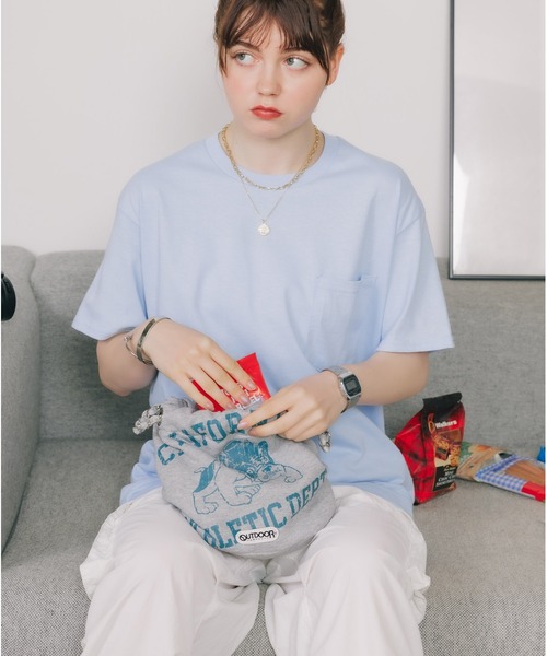 OUTDOOR PRODUCTS(アウトドアプロダクツ)の「OUTDOOR PRODUCTS/アウトドアプロダクツ Remake Drawstring Bag バッグ 巾着バッグ(ハンドバッグ・レディース・グレー/オレンジ/ブラック・FREE)」の13枚目の写真