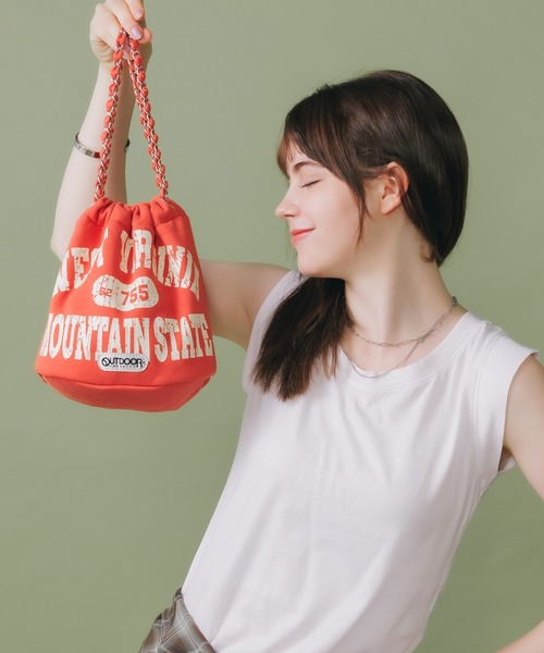 OUTDOOR PRODUCTS(アウトドアプロダクツ)の「OUTDOOR PRODUCTS/アウトドアプロダクツ Remake Drawstring Bag バッグ 巾着バッグ(ハンドバッグ・レディース・グレー/オレンジ/ブラック・FREE)」の16枚目の写真