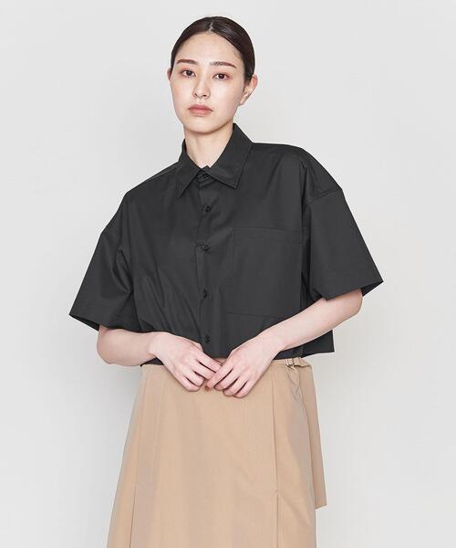 ASTRAET 購入　ブラックレース　ショート丈シャツ　新品未使用タグ着き ASTRAET - ASTRAET 購入 ブラックレース ショート丈シャツ 新品