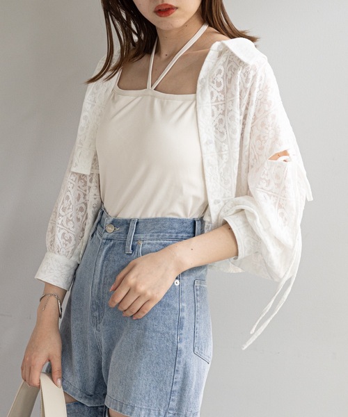 Chico(チコ)の「カップ付ホルターデザインキャミ(キャミソール・レディース・アイボリー/ベージュ系その他/ホワイト系その他/ホワイト系その他2・FREE)」の6枚目の写真