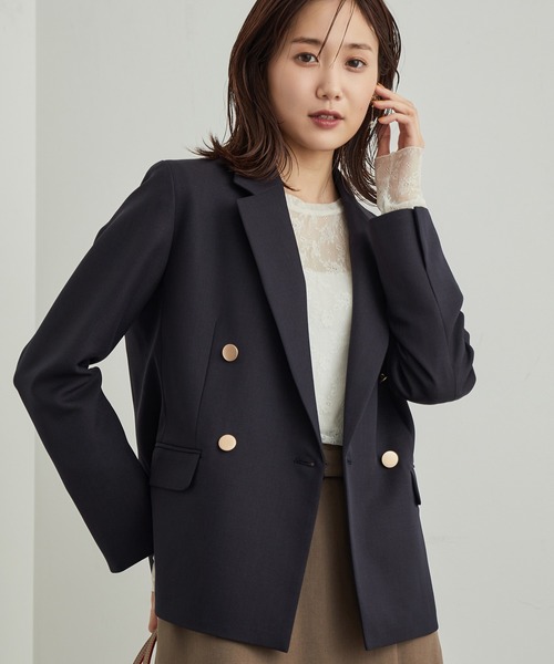 ROPE' PICNIC（ロペピクニック）の「ウールライクサキソニーゴールドボタンジャケット(ショート丈)（テーラードジャケット・レディース・ネイビー/ブラウン/グレー・38）」の15枚目の写真