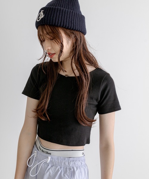 OLIVE des OLIVE(オリーブデオリーブ)の「ネックレス付きコンパクトTシャツ 1031060420(Tシャツ/カットソー・レディース・ブラック/ネイビー/イエロー/オフホワイト・FREE)」の7枚目の写真