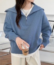 ハーフジップ」に該当するニット/セーター（グレー/灰色系