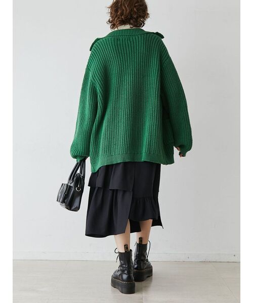 jouetie（ジュエティ）の「ルーズカラーニットカーデ（カーディガン/ボレロ・レディース・レッド/ピンク/グリーン/アイボリー/ブラック・MEDIUM）」の16枚目の写真