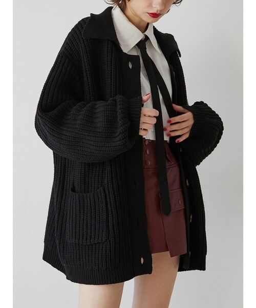 jouetie（ジュエティ）の「ルーズカラーニットカーデ（カーディガン/ボレロ・レディース・レッド/ピンク/グリーン/アイボリー/ブラック・MEDIUM）」の17枚目の写真