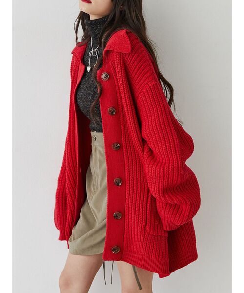 jouetie（ジュエティ）の「ルーズカラーニットカーデ（カーディガン