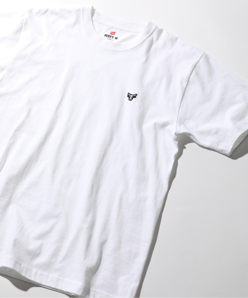 HANES(ヘインズ)の「【Hanes】BEEFY T-SHIRT 1P ワンポイントロゴ刺繍(Tシャツ/カットソー・メンズ・ブラック/ホワイト・L/M/XL)」の12枚目の写真