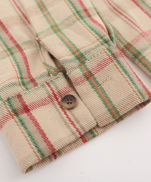 HOOK(フック)の「【HOOK】レトロ調人物刺繍チェック柄長袖シャツ(シャツ/ブラウス・メンズ・ベージュ/グリーン・L/XL/M)」の7枚目の写真